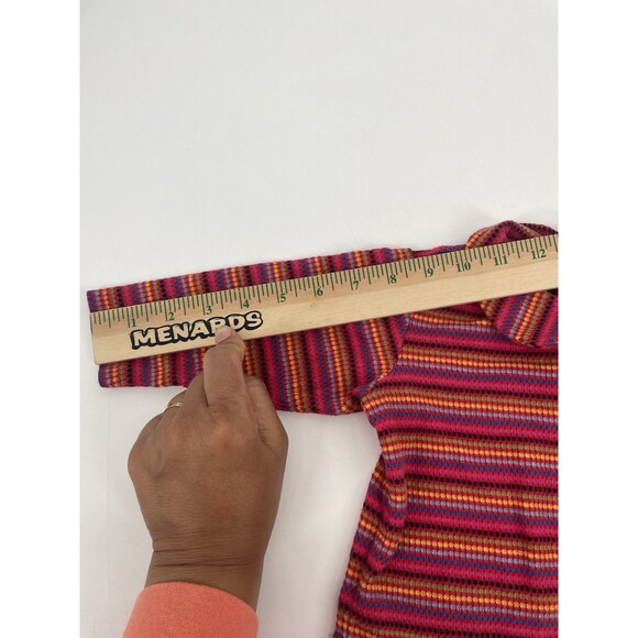 VTG Sesame Street Knit Top Bright Striped Y2K Shirt Peter Pan Collar Vibrant - Picture 9 of 9